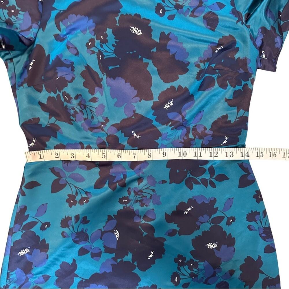 Draper James Teal Floral A-Line Dress Sz 2 - Picture 8 of 10